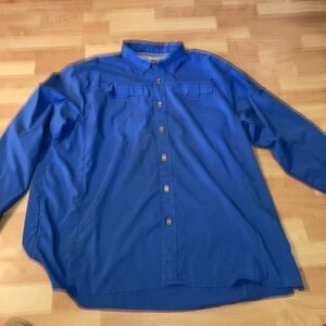 Banana Boat Fishing Shirt Men's XL Blue Button Up L/S Front Pockets Vented Back